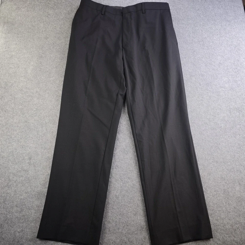 Banana Republic Dress Pants Mens 34x34 Black Wool Blend Stretch Flat Front